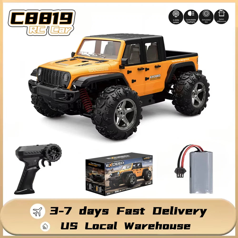 Four-Wheel Drive Wrangler Off-Road Car 1:20 Scale 2.4G Waterproof High-Speed Racing Toy with Flashing Lights C8819 Gift for Kids
