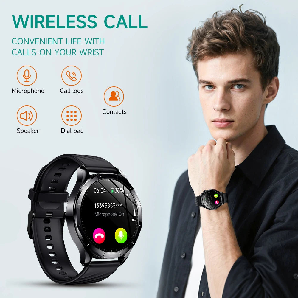Marsyu For iOS Android Health Measurement SmartWatch Blood Oxygen Uric Acid ECG+PPG Body Blood Pressure HD Bluetooth Call Watch