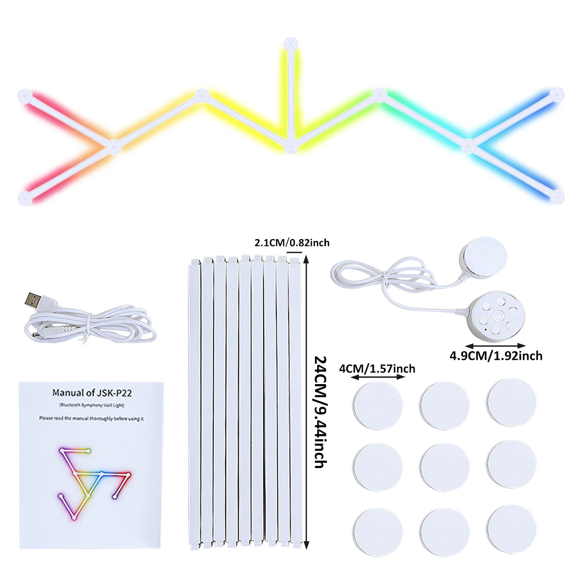 6/9PCS Smart RGB LED Wall Light Bars with 5V USB, Music Sync APP Control, 9 music Modes, 16 Million Colors DIY for Game Home