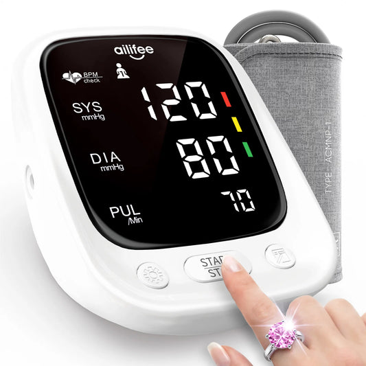 AILIFEE Upper Arm Blood Pressure Monitors for Home Use with Clear LED Backlit Display, Adjustable BP Cuff, Dual-User Mode & Voice Announcement, AES-U181