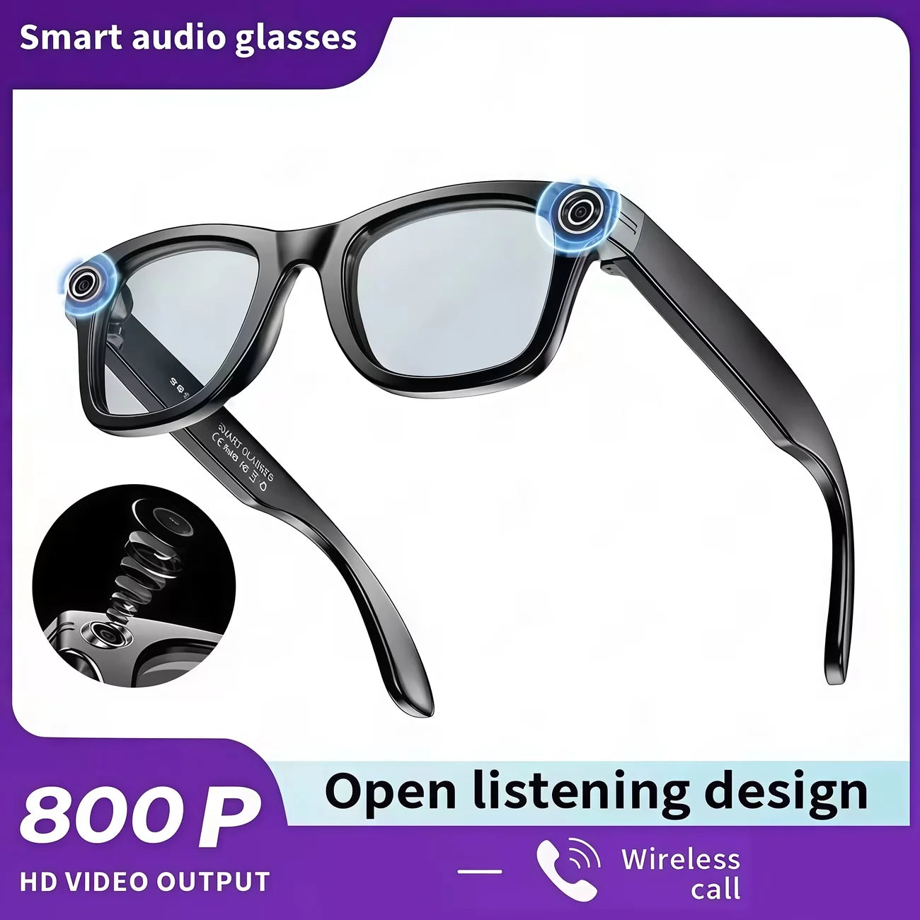 Giinova AI Smart Video Glasses With 8MP Camera And Recording