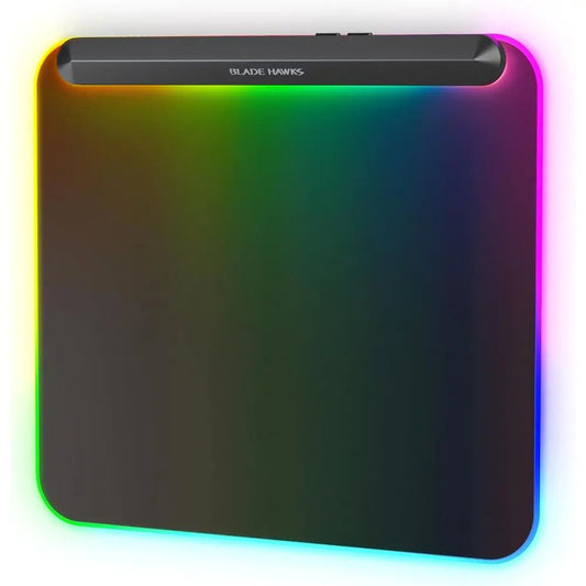RGB Backlit Gaming Mouse Pad with 6 Modes, USB & Type-C Ports, Detachable Cable, 13.4x12.2'', Ideal Desk Mat