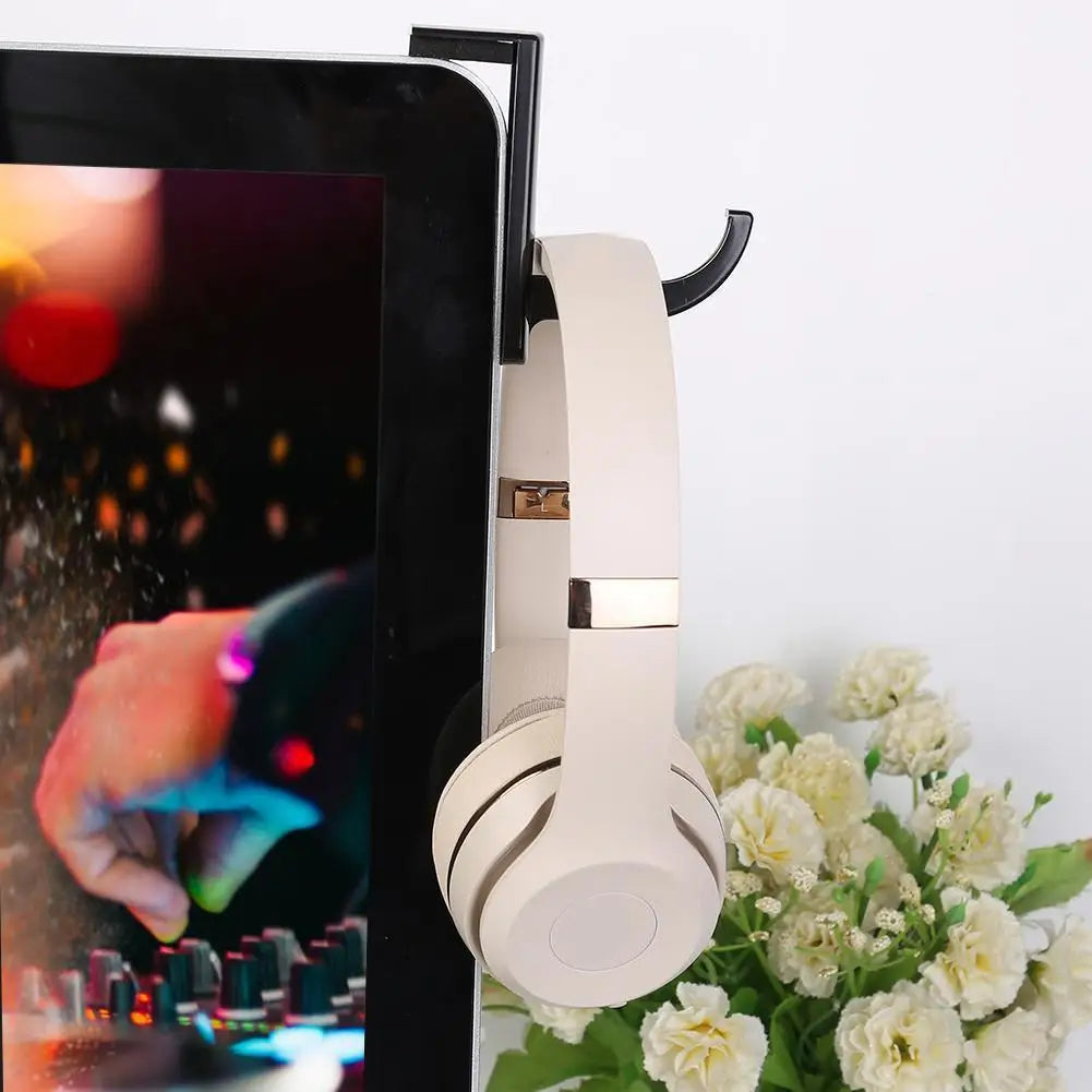 Wall Mount Headphone Hook Universal Monitor Side Headphone Hanger Stick-On Headphone Holder for Home Office Gamer