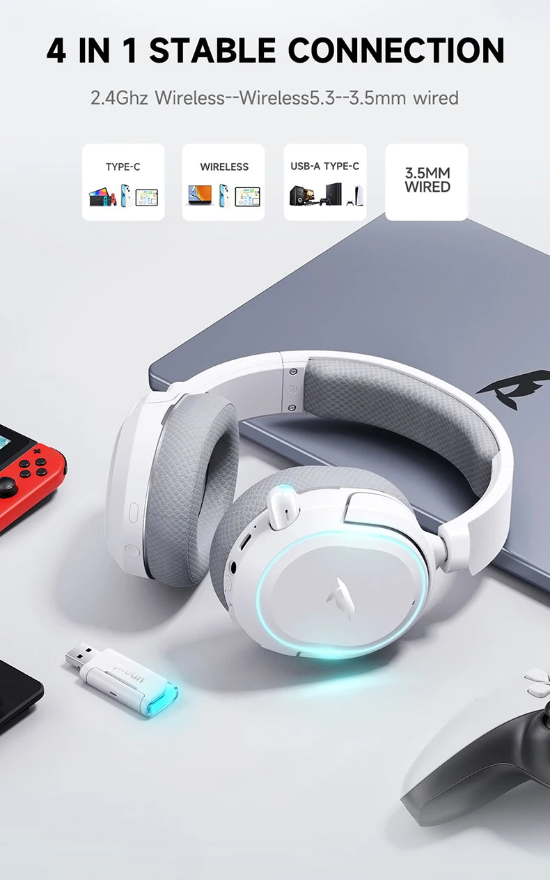 Picun Wireless Gaming Headset with Enc Microphone and Low Latency