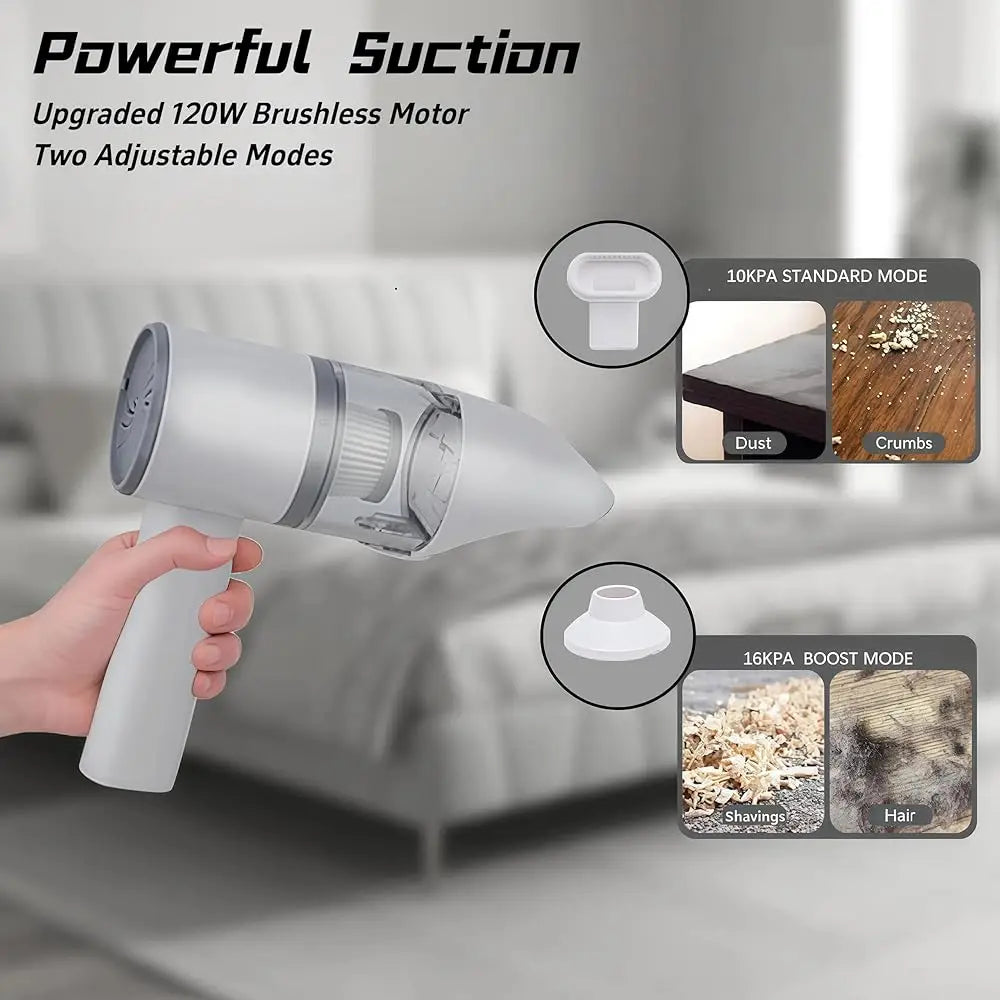 Portable Handheld Vacuum Cordless, 16000Pa Car Desk Vacuum Cleaner, High Power 5-In-1 Multi-Nozzles Wirel Vacuum With 500Ml