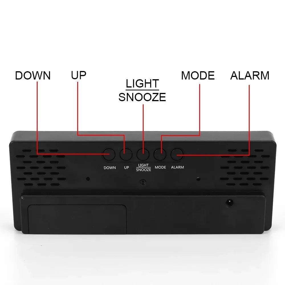 Bedside LED Digital Alarm Clock With Temperature Display Curved Screen