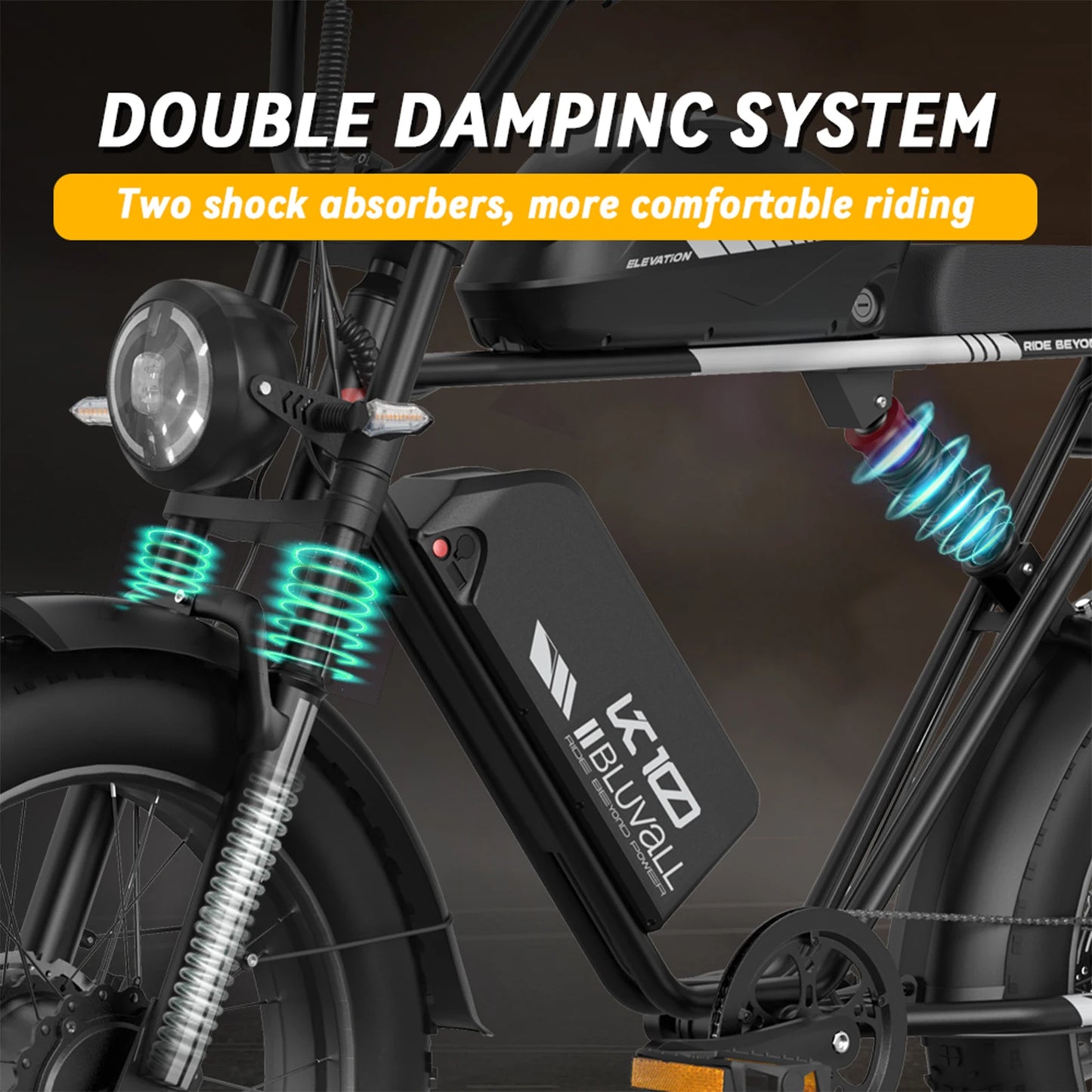 Dual-Motor Electric Bicycle for Adults 52V 46AH 20-Inch Fat Tire 3000W Peak 38MPH 160Miles 7-Speed Commuter Road Electric Bike