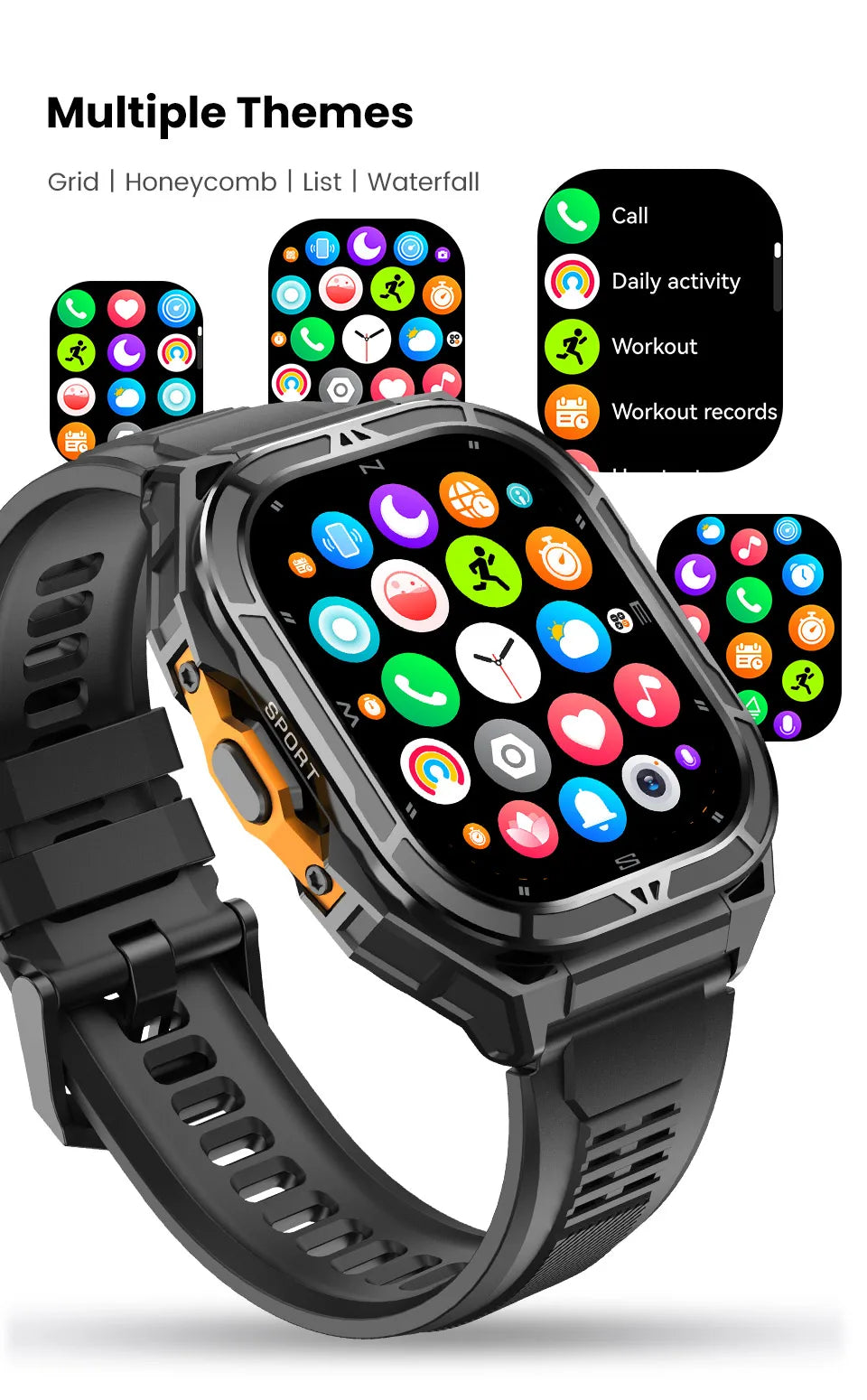 Luxury AMOLED Real GPS Smartwatch 5ATM Waterproof For Android