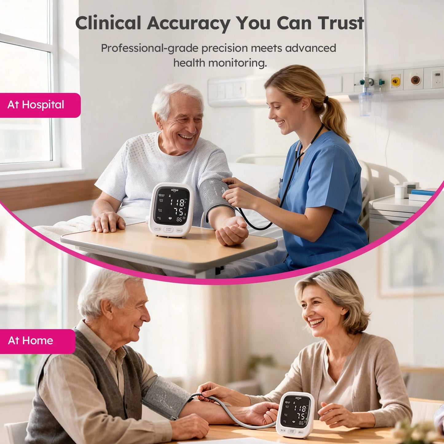 AILIFEE Upper Arm Blood Pressure Monitors for Home Use with Clear LED Backlit Display, Adjustable Bp Cuff, Dual-User Mode & Voice Announcement, AES-U312