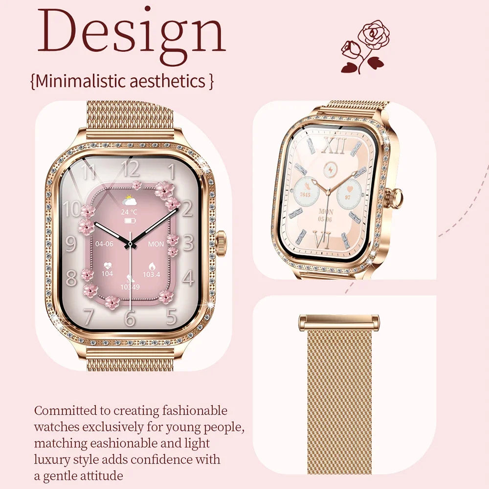 Women's Bluetooth Call Smartwatch With Curved Screen Waterproof