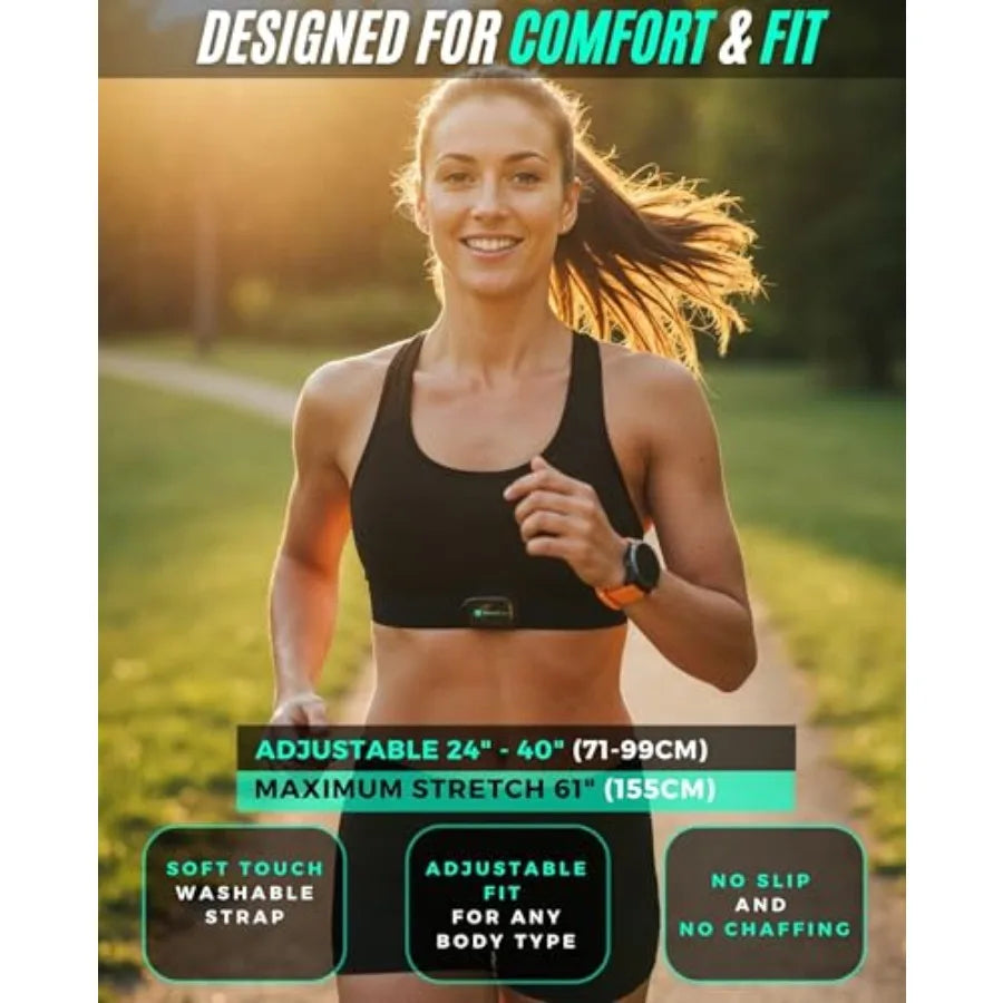 Bluetooth and ANT+ Heart Rate Monitor Chest Strap - All Day Comfort, Easy Connectivity - Compatible with Polar, Garmin, Peloton