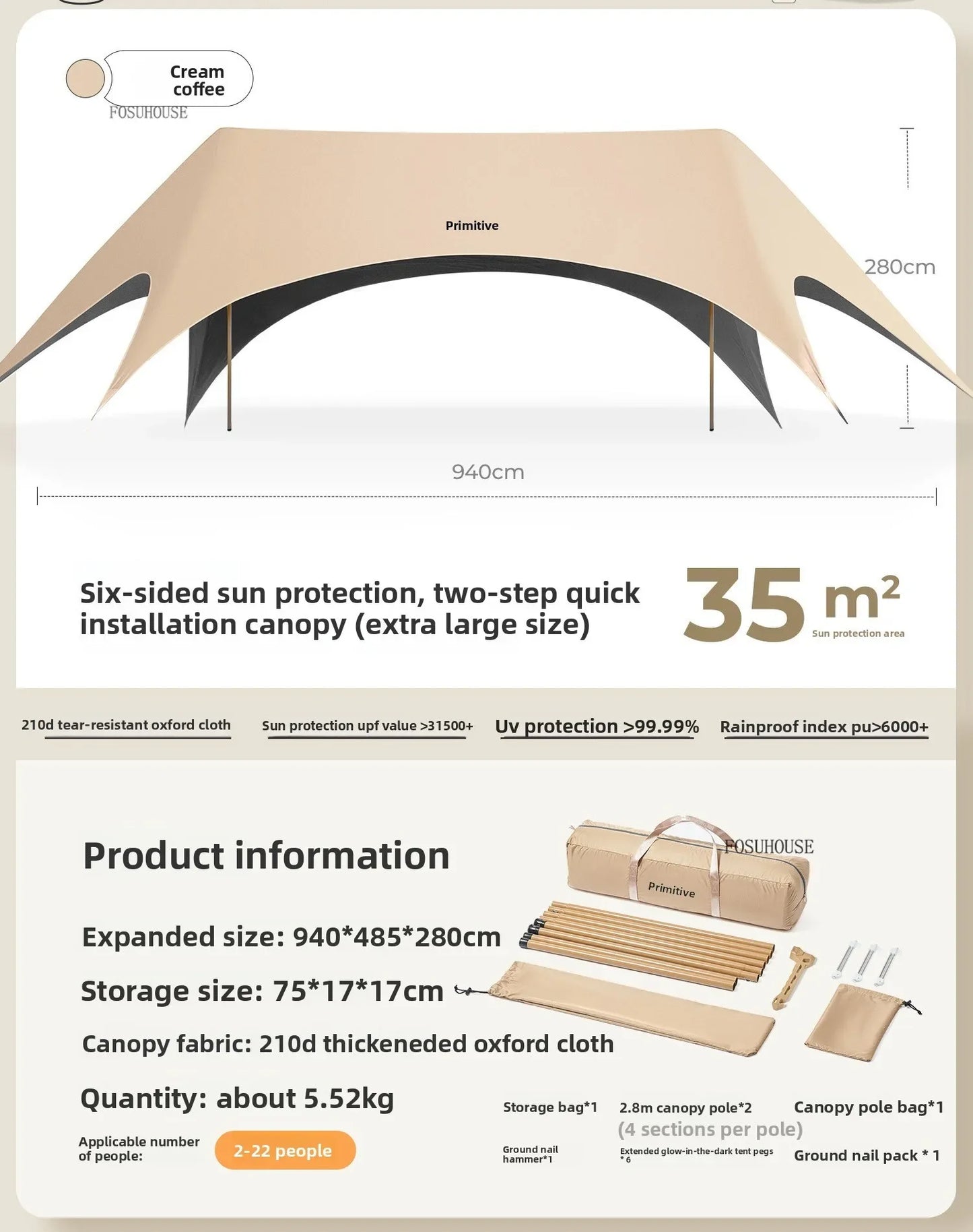 Multifunctional Outdoor Canopy for Camping New Integrated Sunshade Plastic Tents Creative Modern Convenient Gazebo for Courtyard