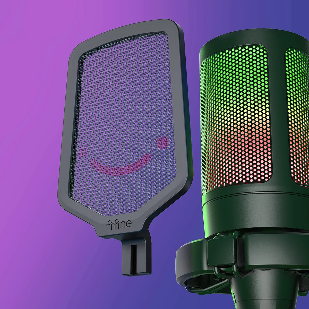 FIFINE Ampligame USB Microphone for Gaming Streaming with Pop Filter Shock Mount&Gain Control,Condenser Mic for PC/MAC