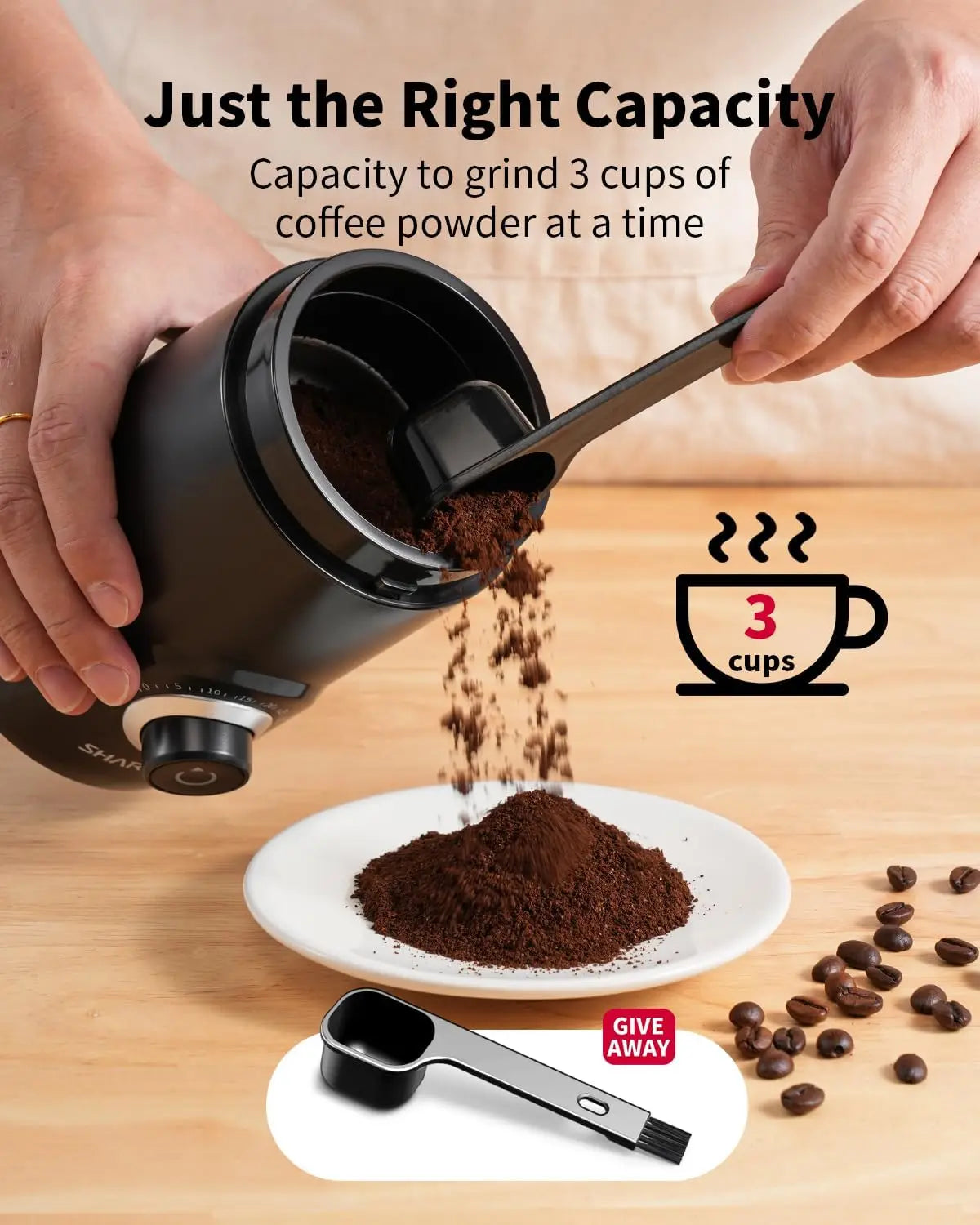XMSJ Electric Super Silent Blade Coffee Grinder Timed Grind Control