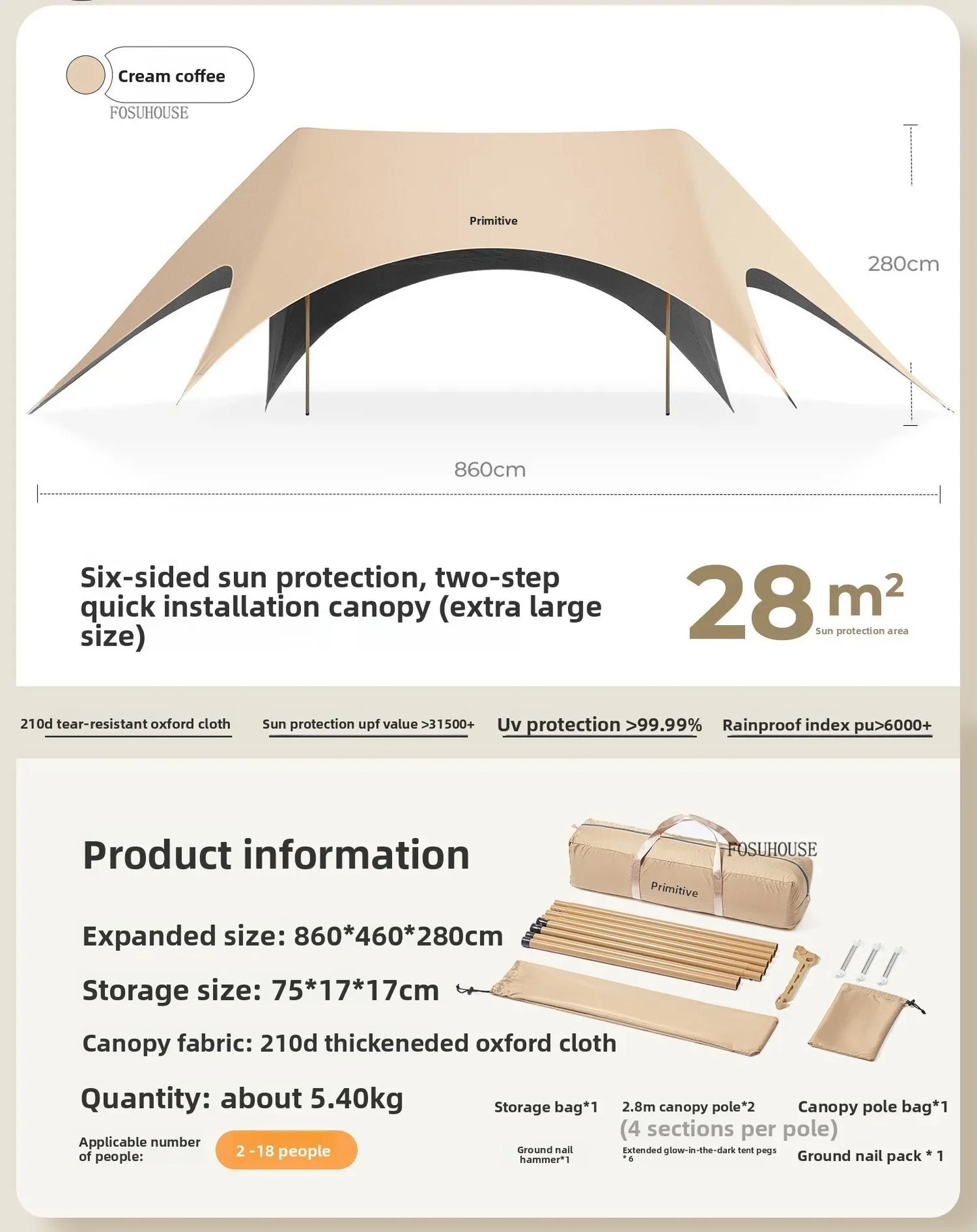 Multifunctional Outdoor Canopy for Camping New Integrated Sunshade Plastic Tents Creative Modern Convenient Gazebo for Courtyard