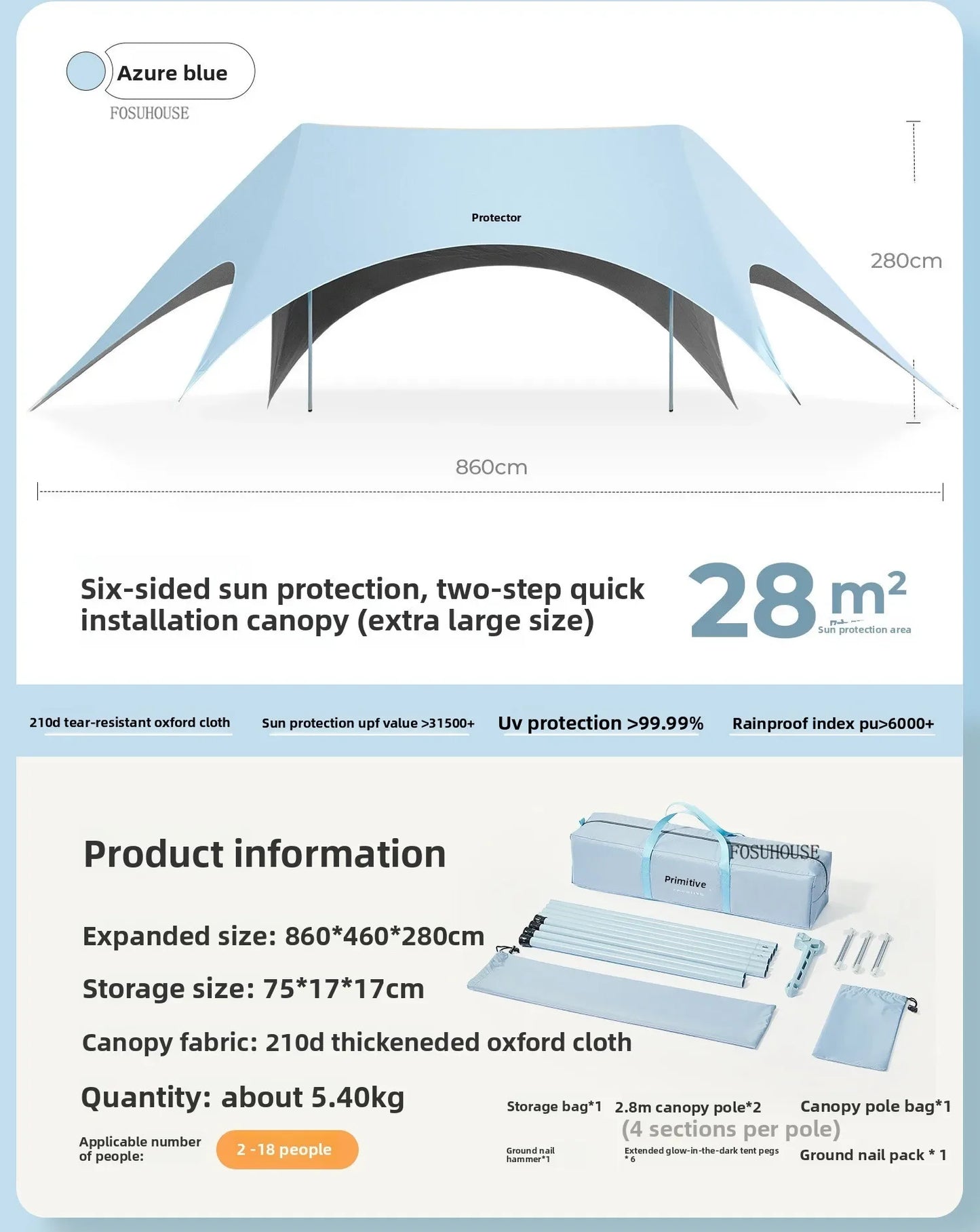 Multifunctional Outdoor Canopy for Camping New Integrated Sunshade Plastic Tents Creative Modern Convenient Gazebo for Courtyard