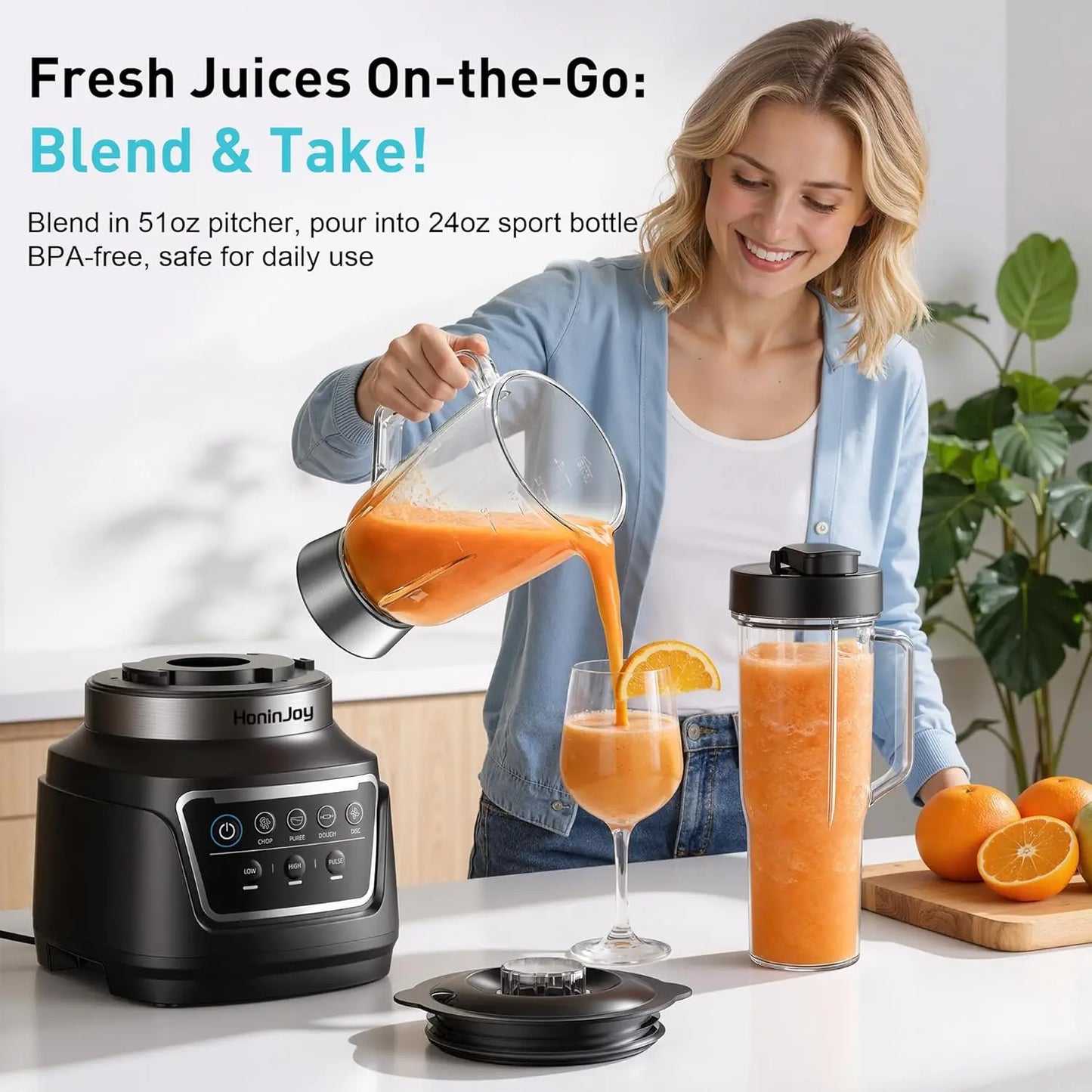10-in-1 Blender & Food Processor: Smoothies, Ice Crush, Dough, Chop, Grind, Slice & Shred, Dishwasher Safe