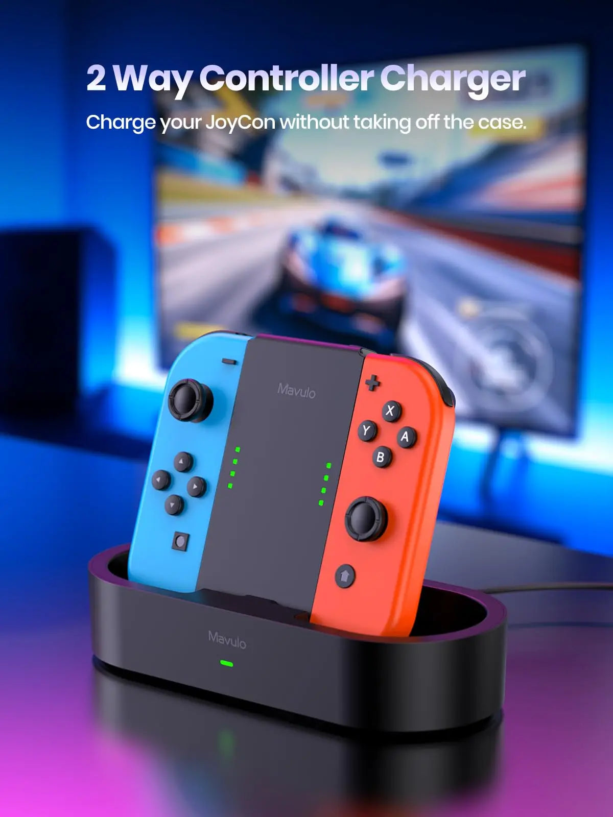 Charger Grip for Joy Con with 1200mAh Battery – Steel Slide Rails, Cable-Free Charging Dock for Nintendo Switch Controllers
