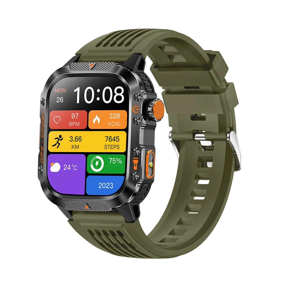 Military GPS Smartwatch With Compass 3ATM Waterproof For Men Women