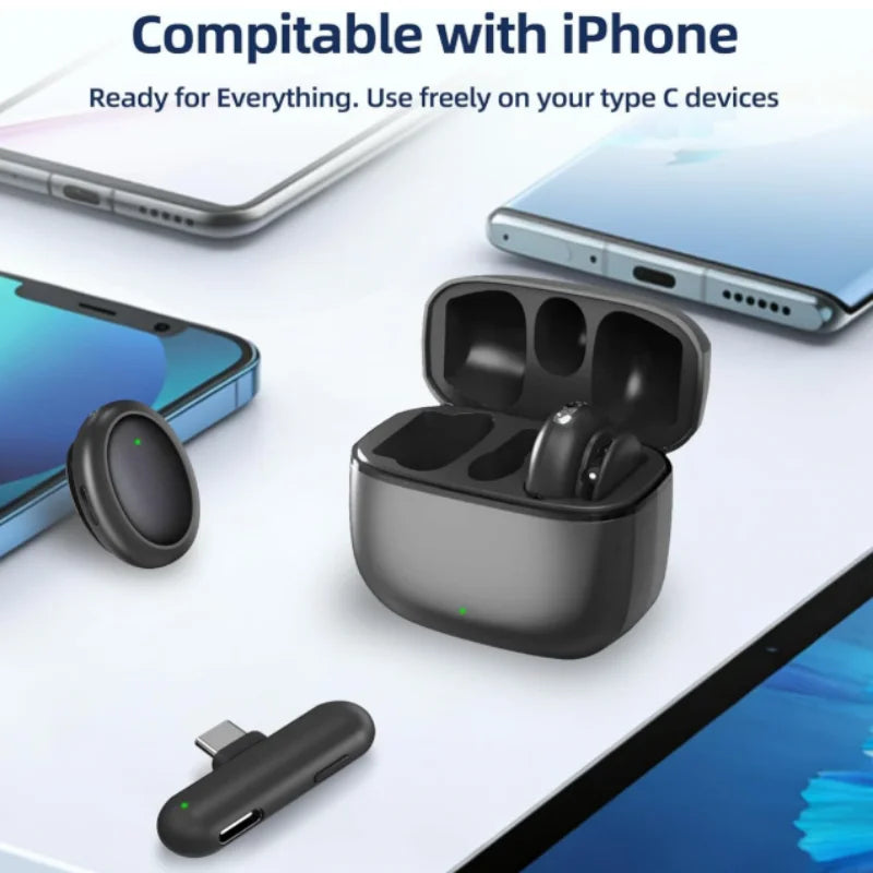 Wireless Mini Microphone AI Noise Cancellation - 48kHz/24bit Studio Sound, 35Hours Battery, USB-C Lapel Lavalier Mic for iPhone, Android, Computer, Content Creators, YouTube, Streaming & Interviews