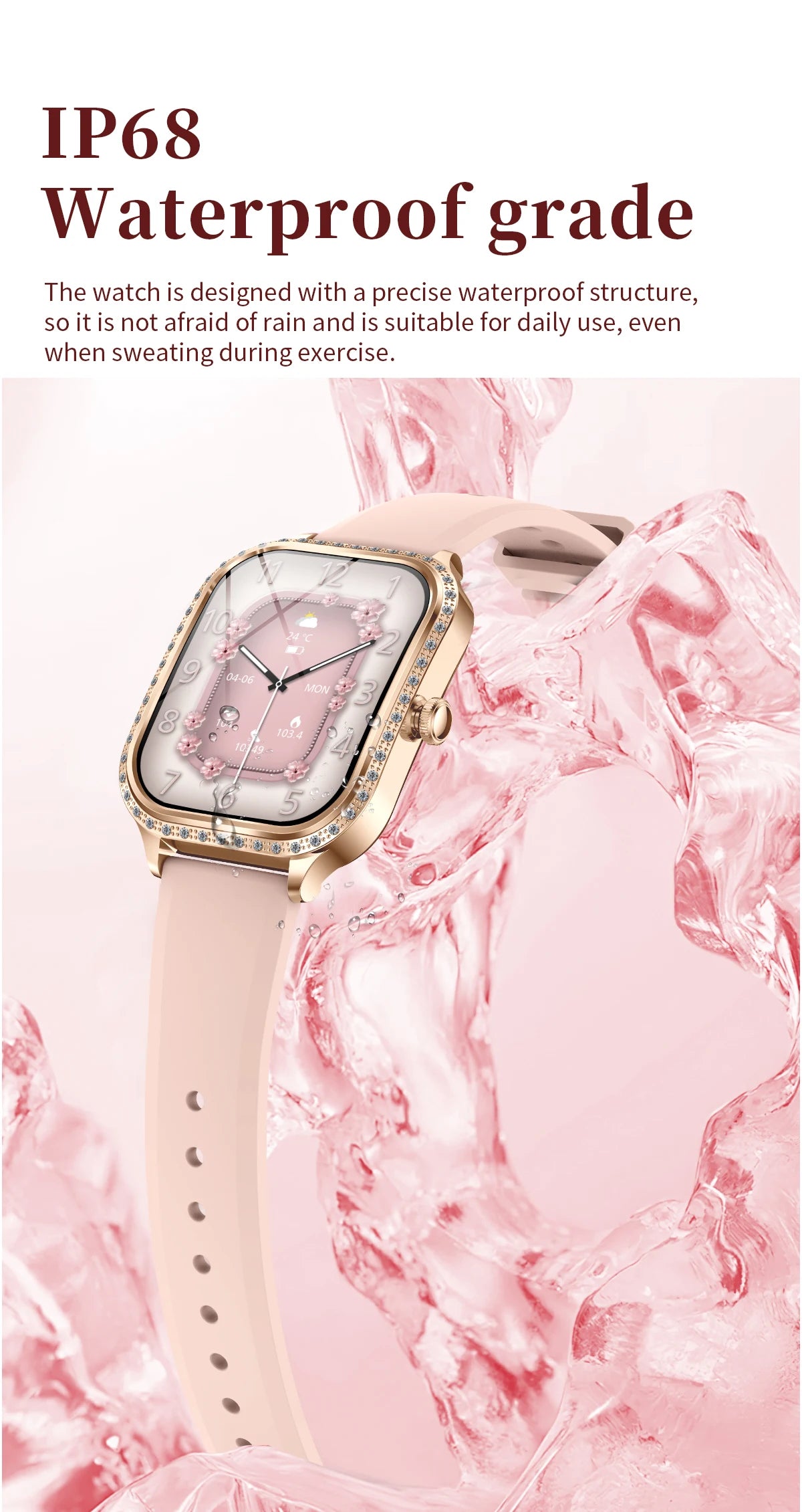 Women's Bluetooth Call Smartwatch With Curved Screen Waterproof