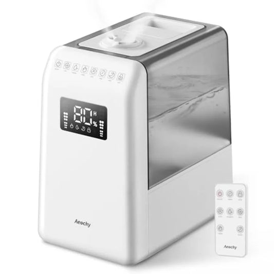 Large room humidifier: 600ml/h warm cool mist, 6L top-fill, 821ft coverage, essential oil diffuser, humidity sensor, timer, sle