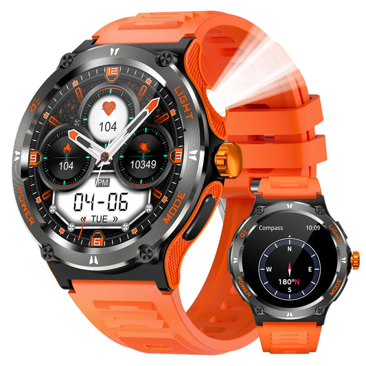 LaNikar Smart Watch 3ATM Waterproof 1.53" New KT76 Men Sport With Compass And LED Flashlight Heart Rate Sleep Analysis Bluetooth