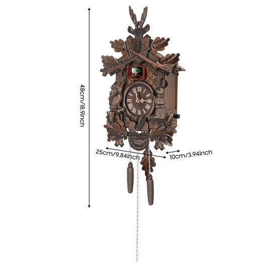 NONED Forest Nordic Cuckoo Wall Clock Wooden Hanging Clock