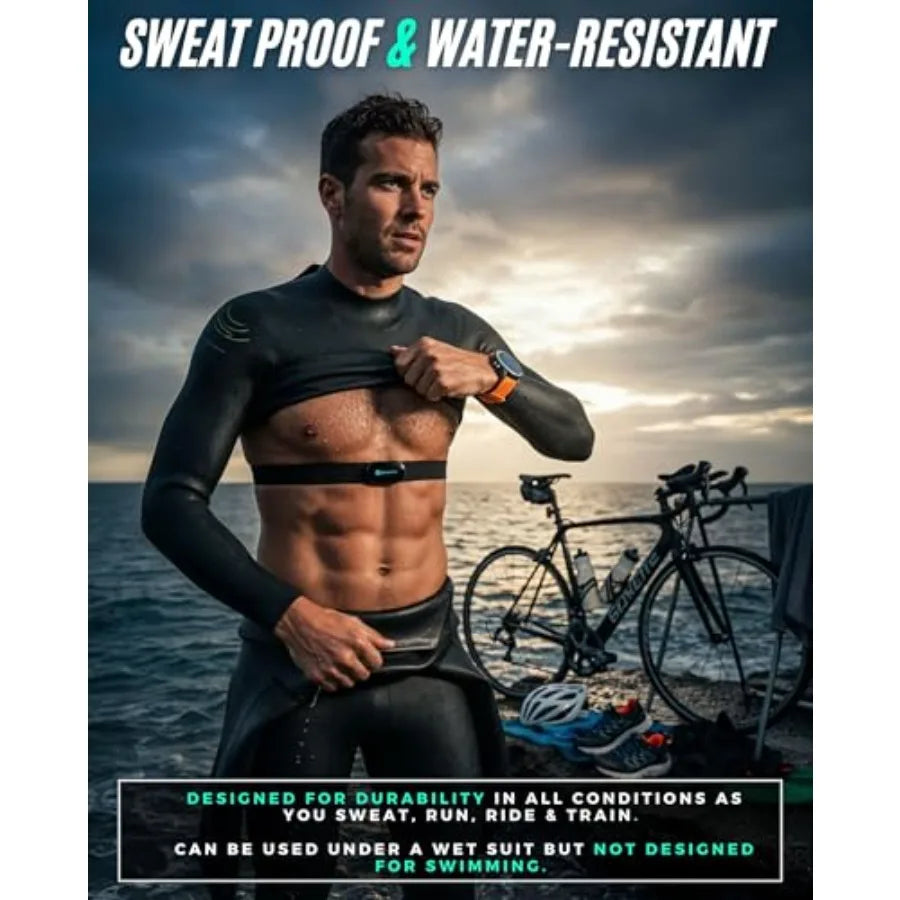 Bluetooth and ANT+ Heart Rate Monitor Chest Strap - All Day Comfort, Easy Connectivity - Compatible with Polar, Garmin, Peloton