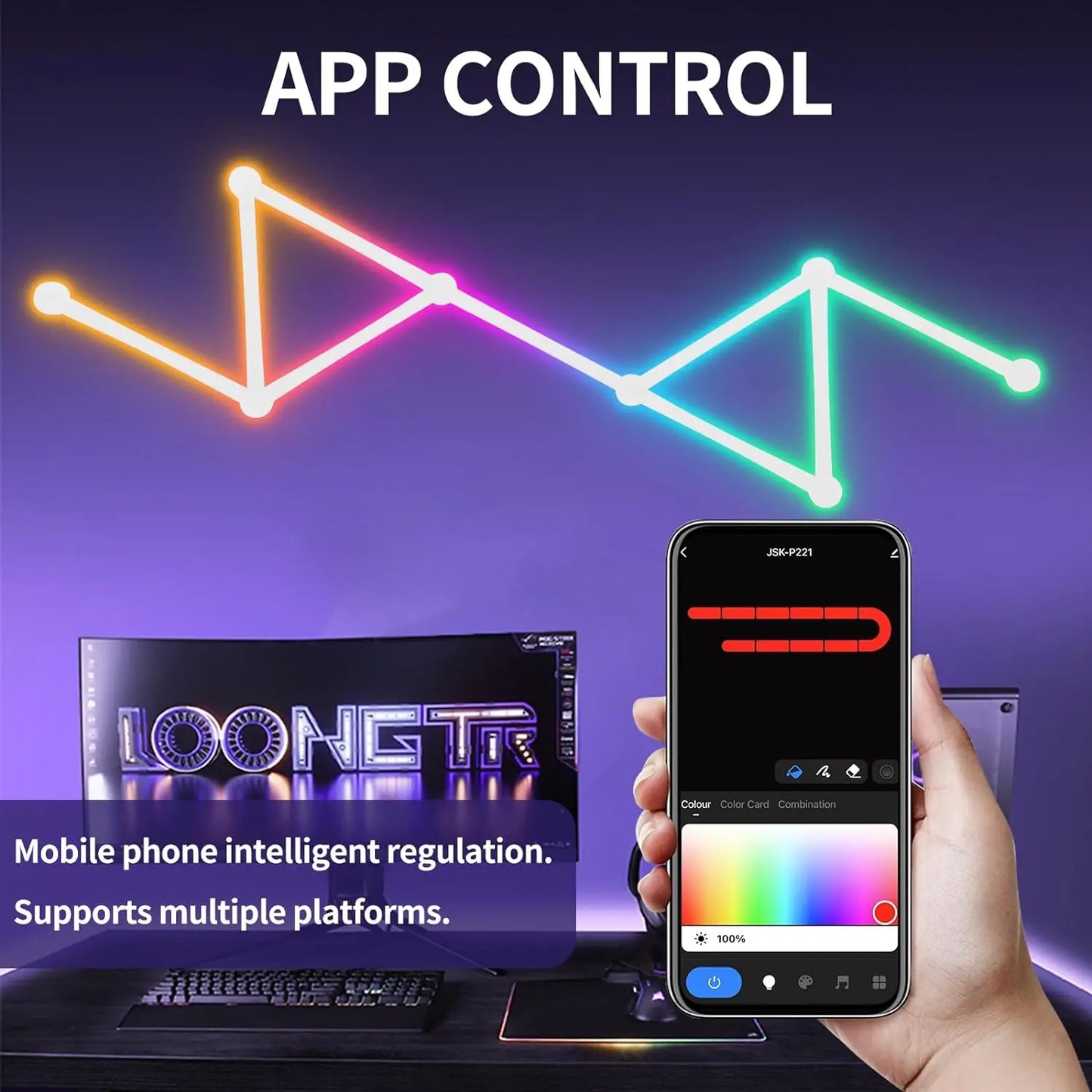 6/9PCS Smart RGB LED Wall Light Bars with 5V USB, Music Sync APP Control, 9 music Modes, 16 Million Colors DIY for Game Home