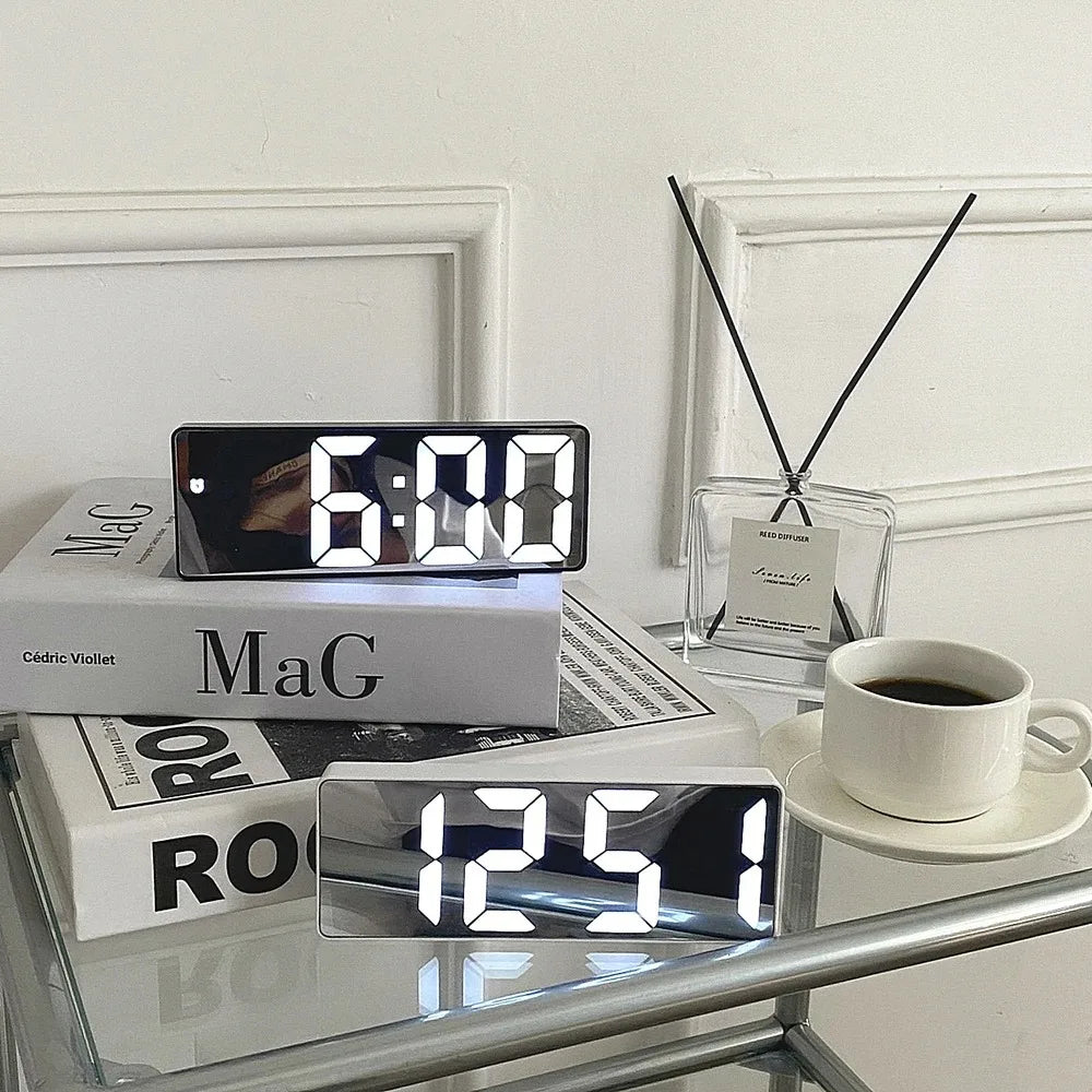 Bedside LED Digital Alarm Clock With Temperature Function Curved Screen