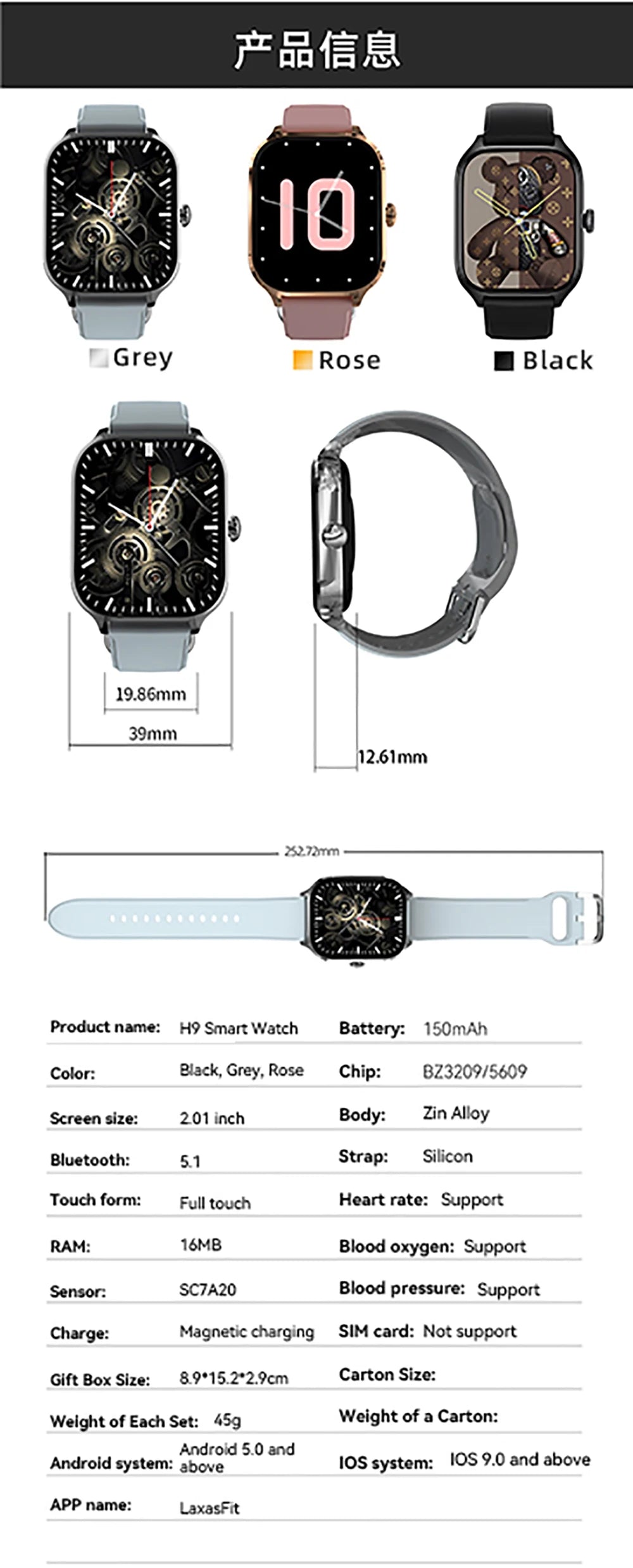Bluetooth Call Smartwatch Android iOS Compatible Digital Fitness Tracker