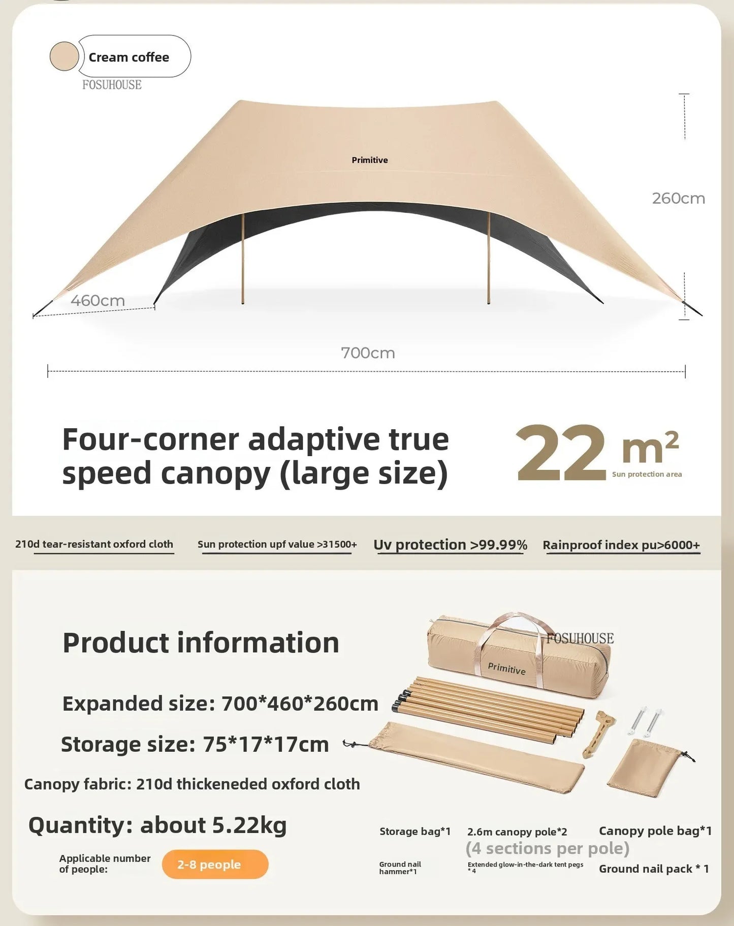Multifunctional Outdoor Canopy for Camping New Integrated Sunshade Plastic Tents Creative Modern Convenient Gazebo for Courtyard
