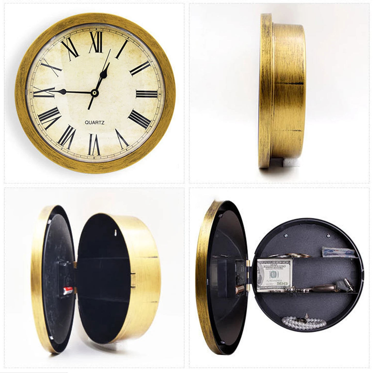 Hidden Money Wall Clock With Secret Jewelry Compartment