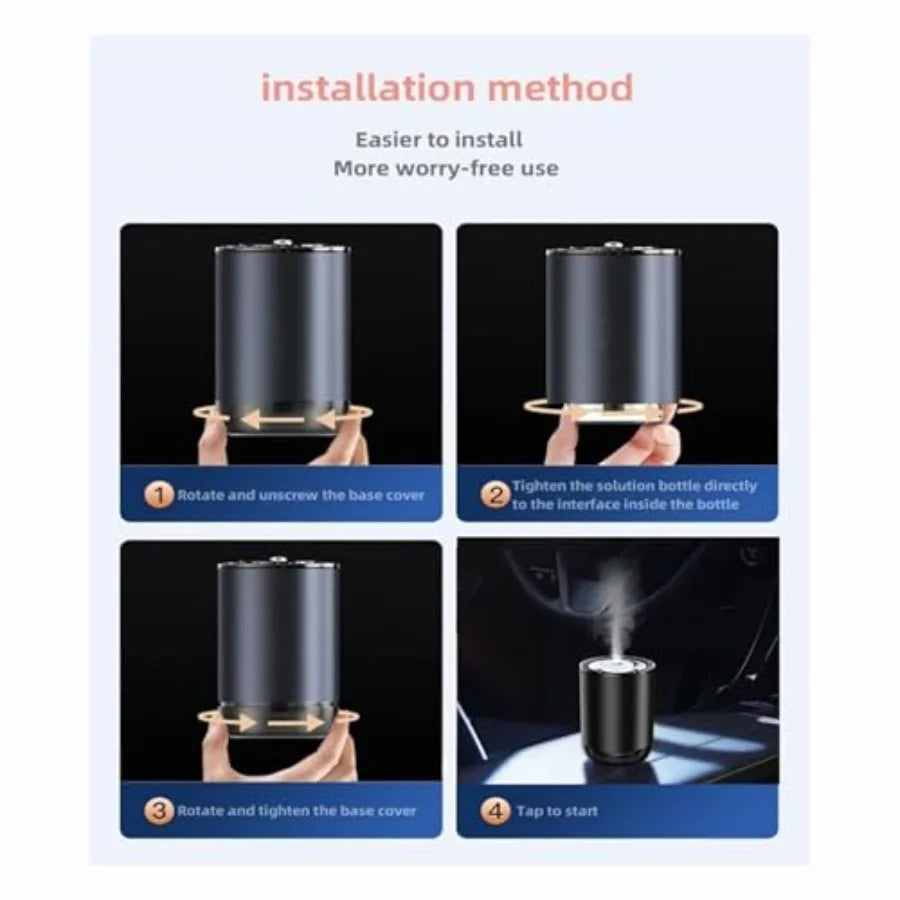 Car air freshener ultrasonic mist aromatherapy diffuser 50ML Fantasy Forest scent portable humidifier for car and home automati