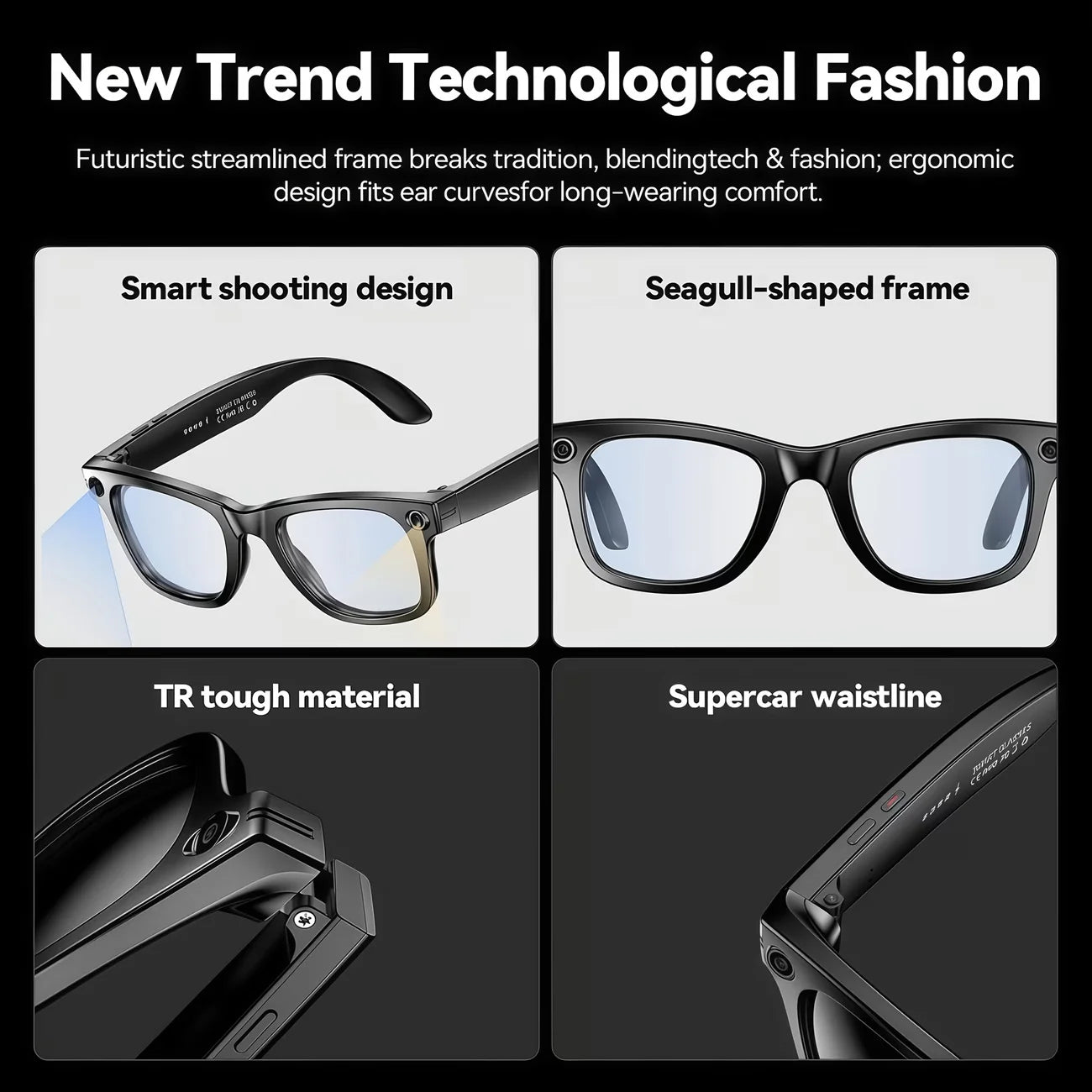 Giinova AI Smart Video Glasses With 8MP Camera And Recording