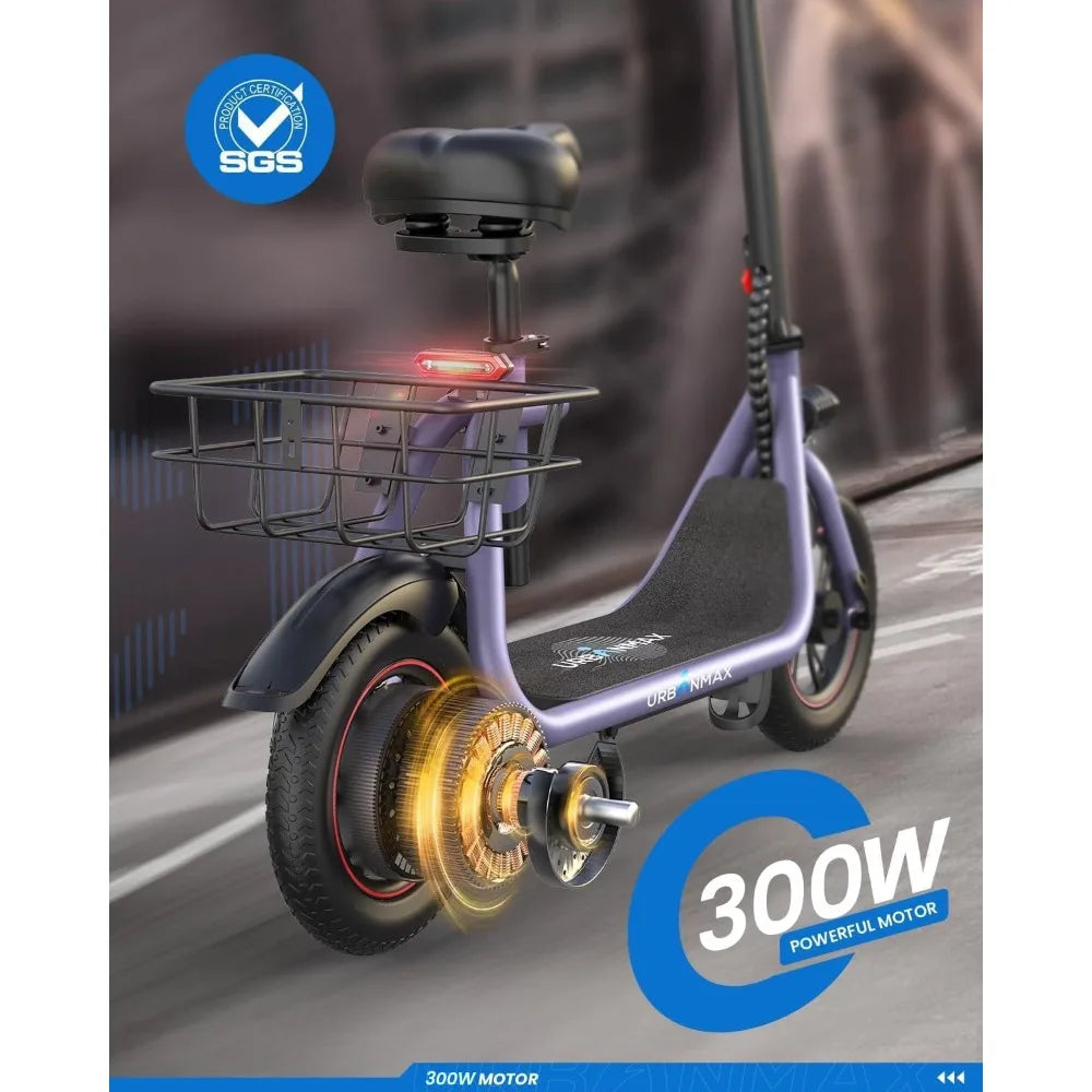 Foldable Electric Scooter for Adults Teens 20 Miles Range 265 Lbs Capacity 16MPH Commuter Scooter with Seat Basket