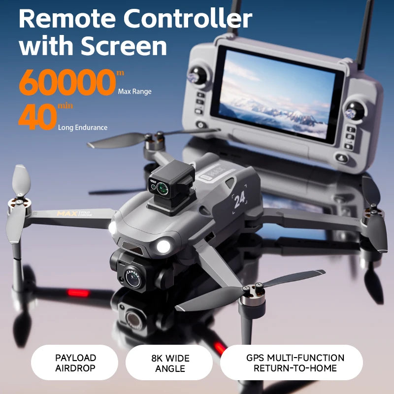 Hot M24 Can Airdrop Drone With 4.5 inch Screen 3-axis Gimbal 8K Professional Camera Obstacle Avoidance Brushless Dron Toy Gift
