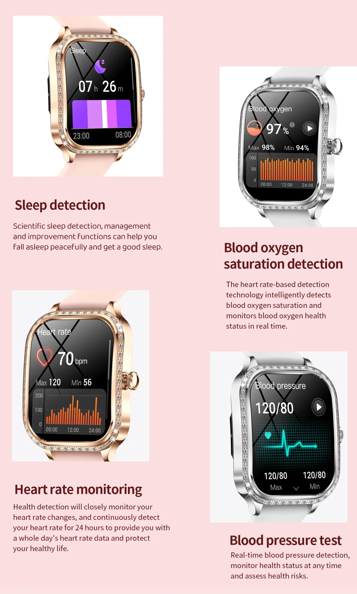 Women's Bluetooth Call Smartwatch With Curved Screen Waterproof