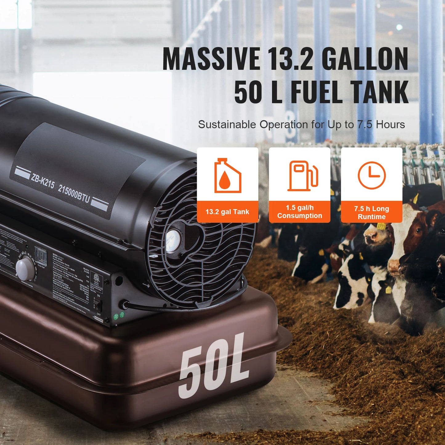 SucceBuy Kerosene Forced Air Heater Portable Torpedo Diesel Space Heater with Thermostat Tank Energy-Efficient heavy-duty Heater