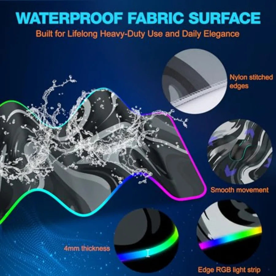 Magnetic Wireless Charging RGB Mouse Pad, Large Gaming Desk Mat Waterproof, 31.5"x11.8" Mousepad, Ultra-Smooth Surface, Non-Sli