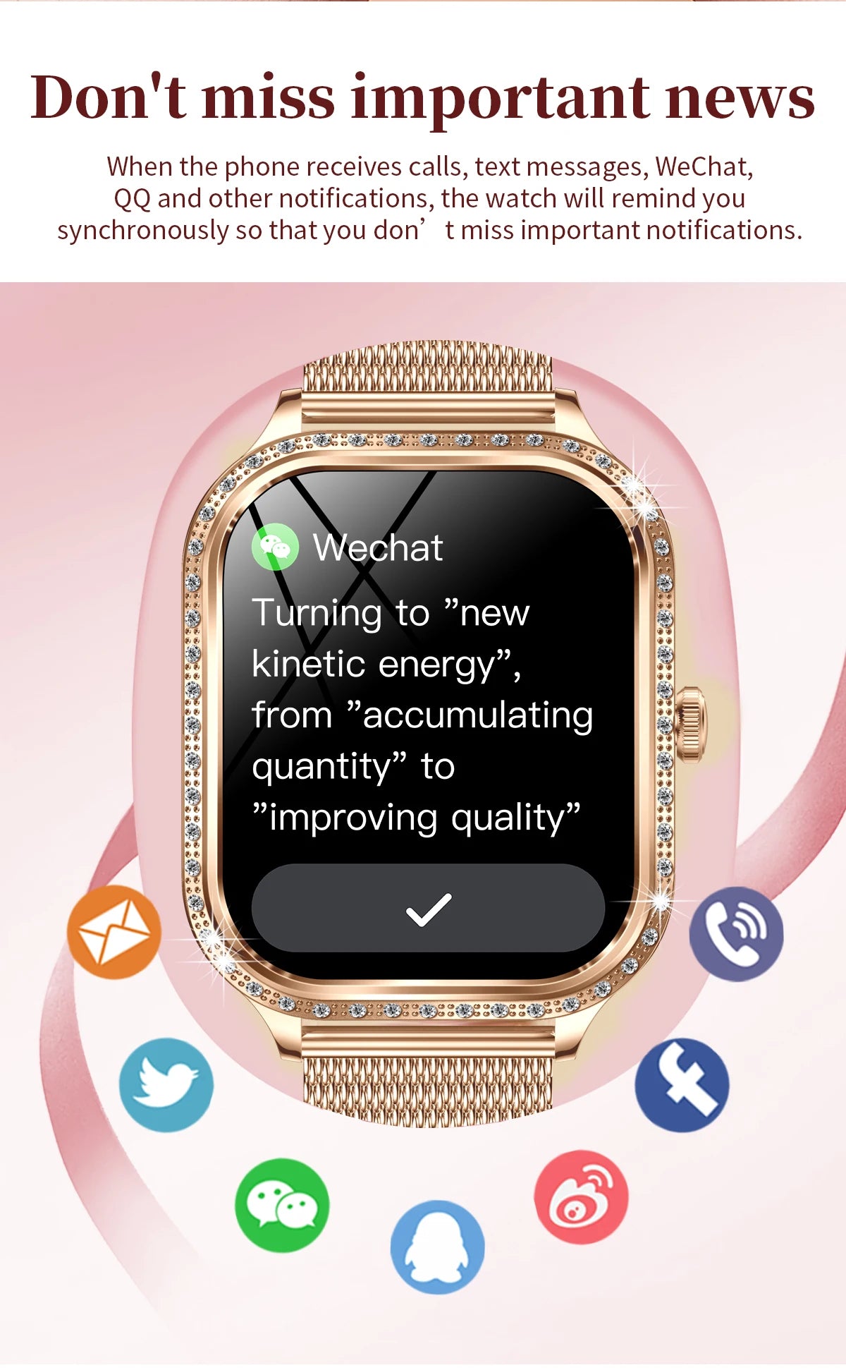 Women's Bluetooth Call Smartwatch With Curved Screen Waterproof