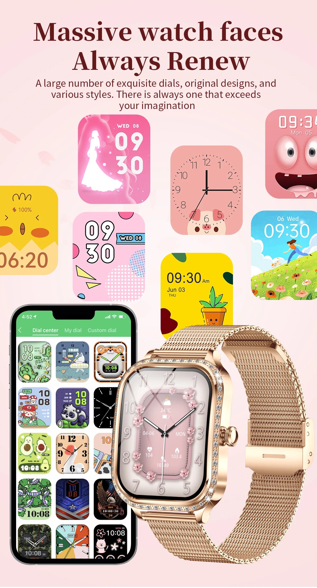 Women's Bluetooth Call Smartwatch With Curved Screen Waterproof