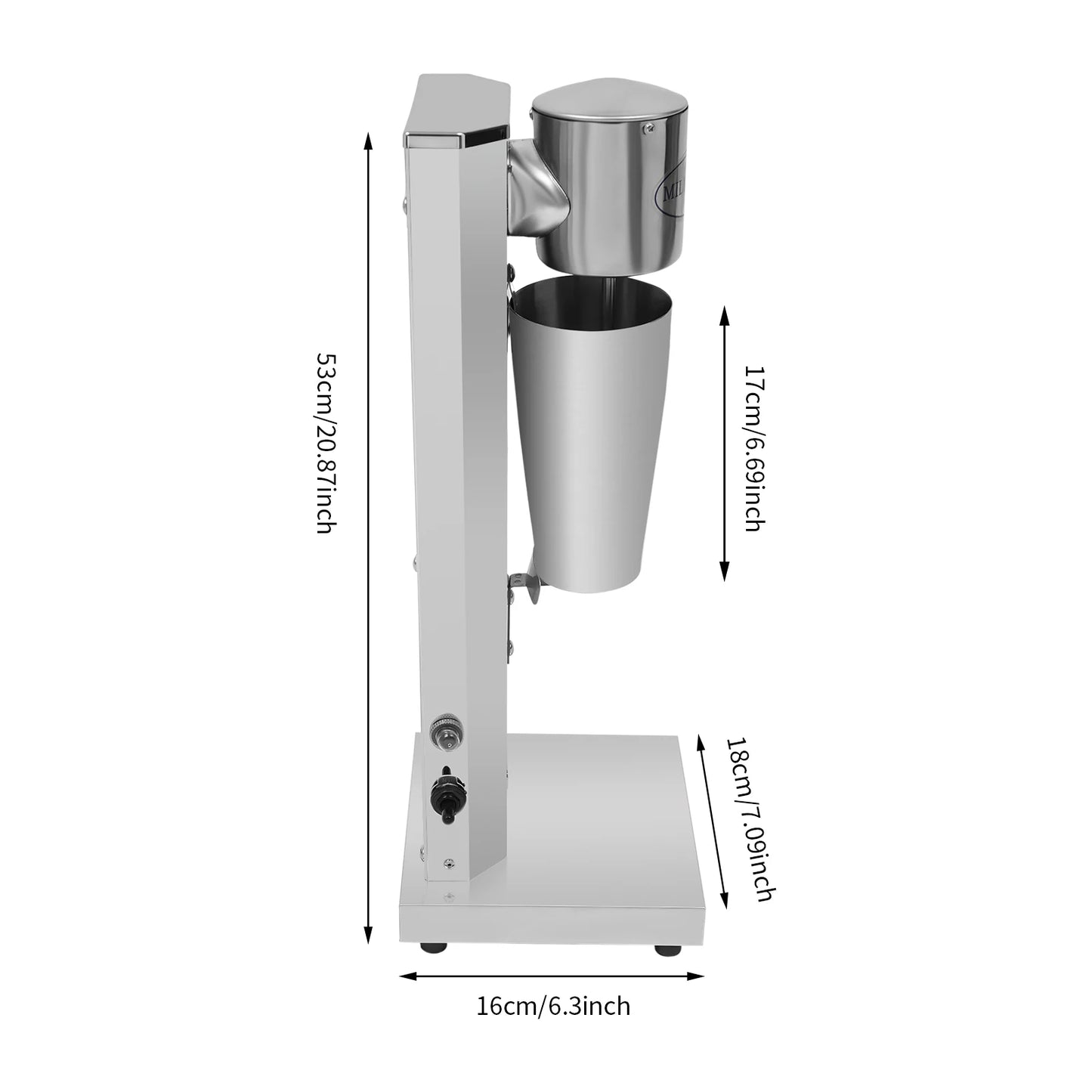 27oz Electric Drink Mixer Milkshake Maker Milk Frother 2 Speeds Stainless Steel Milkshake Double Head Electric Blender w/ PC Cup