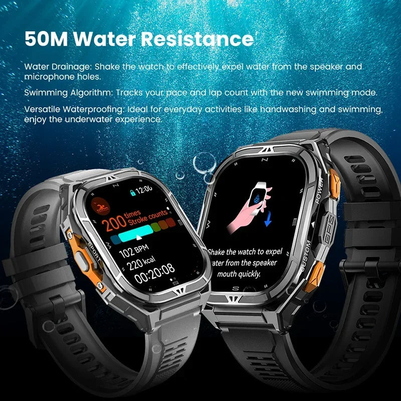 Luxury AMOLED Real GPS Smartwatch 5ATM Waterproof For Android