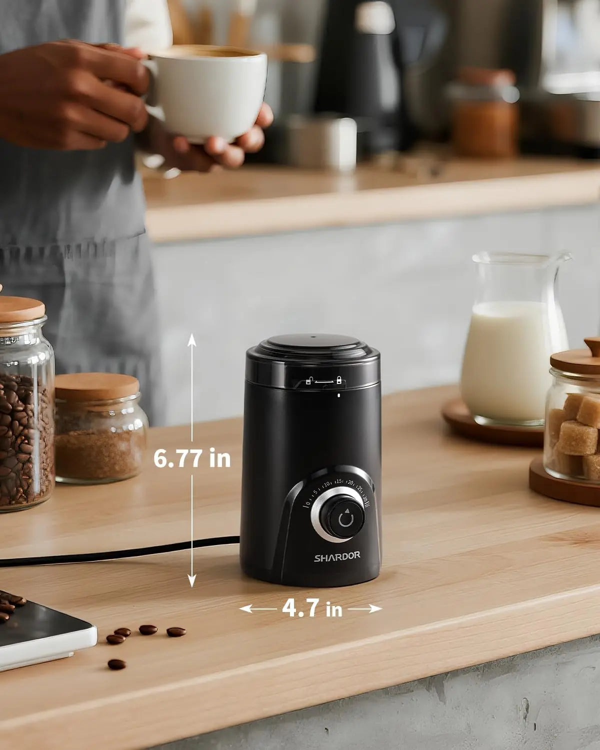 XMSJ Electric Super Silent Blade Coffee Grinder Timed Grind Control