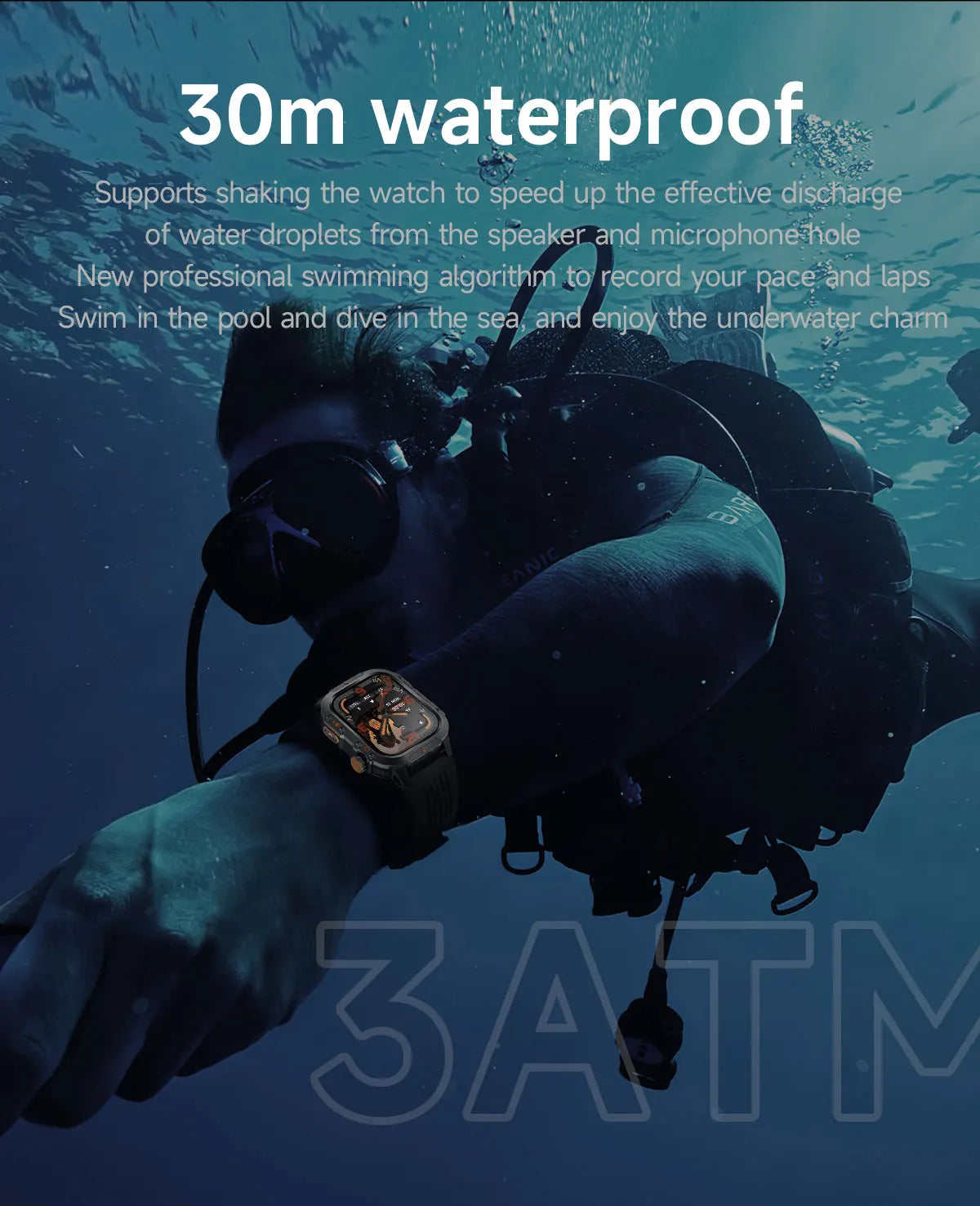 Military GPS Smartwatch With Compass 3ATM Waterproof For Men Women