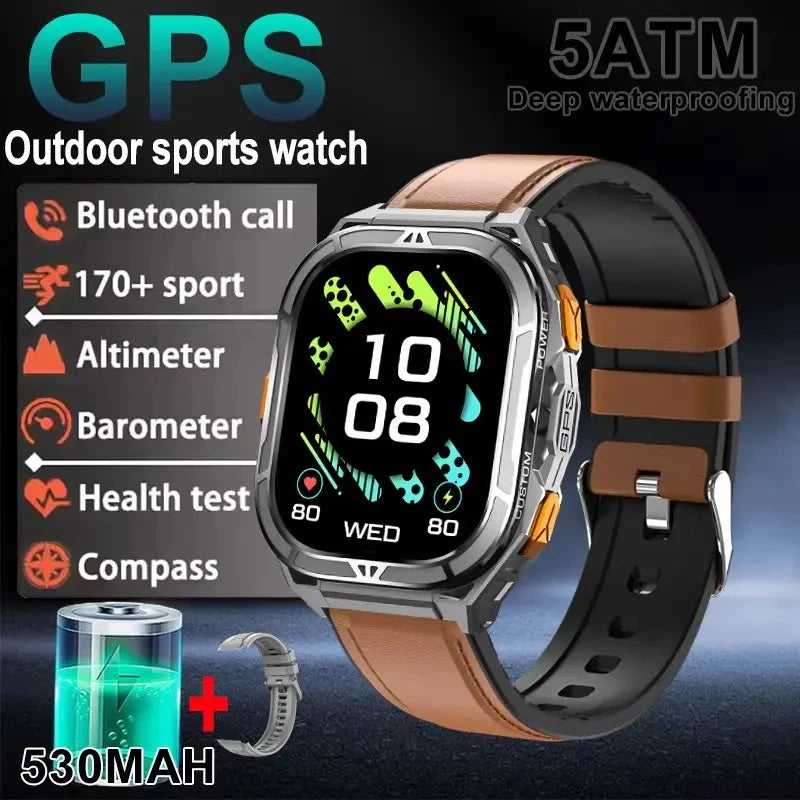 Luxury AMOLED Real GPS Smartwatch 5ATM Waterproof For Android