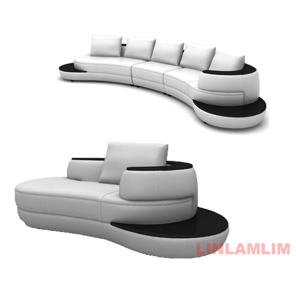 Linlamlim Luxury Modern Curved Leather Sofa Sectional