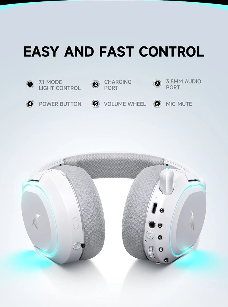 Picun Wireless Gaming Headset with Enc Microphone and Low Latency